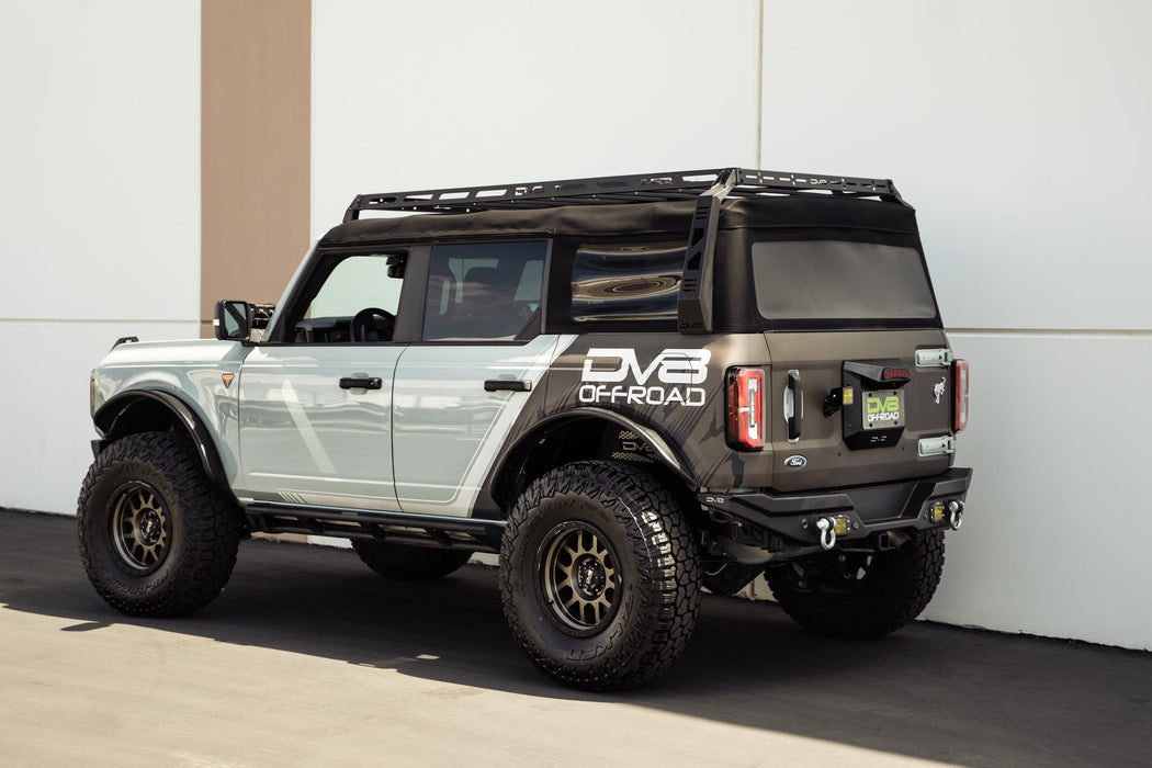 DV8 Offroad 2021-2026 Ford Bronco Spare Tire Delete – installed on vehicle, image 4 of 18