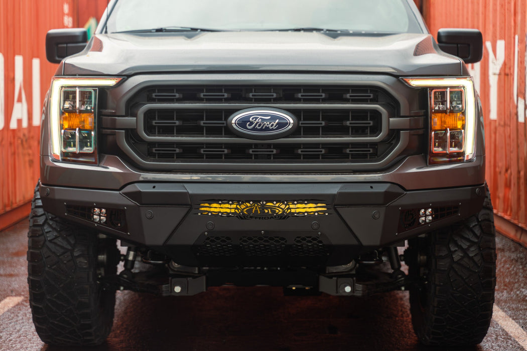Addictive Desert Designs 2021-2023 Ford F-150 HoneyBadger Front Bumper – on the trail, image 16 of 20