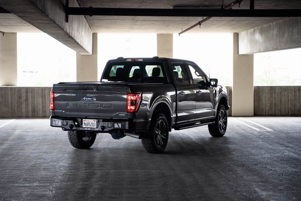DV8 Offroad 2021-2026 Ford F-150 MTO Series Rear Bumper – installed on vehicle, image 2 of 14