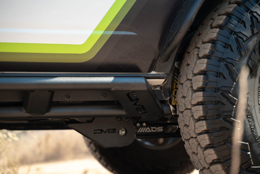 DV8 Offroad 2021-2026 Ford Bronco FS-15 4-Door Rock Sliders V2 – installed on vehicle, image 10 of 19