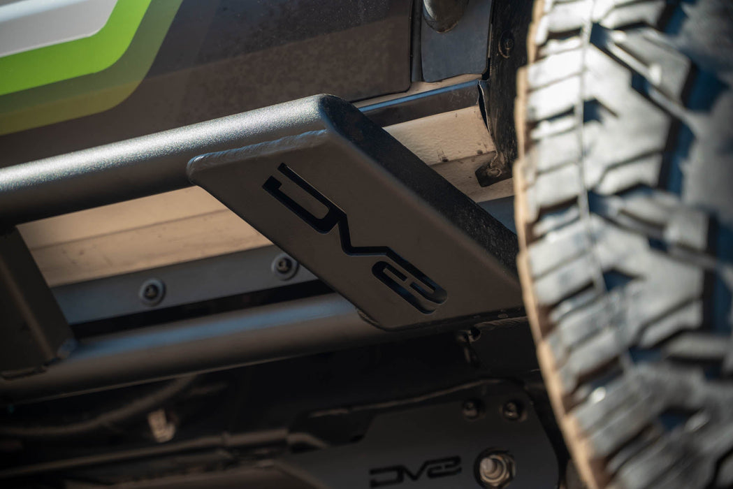 DV8 Offroad 2021-2026 Ford Bronco FS-15 4-Door Rock Sliders V2 – installed on vehicle, image 12 of 19