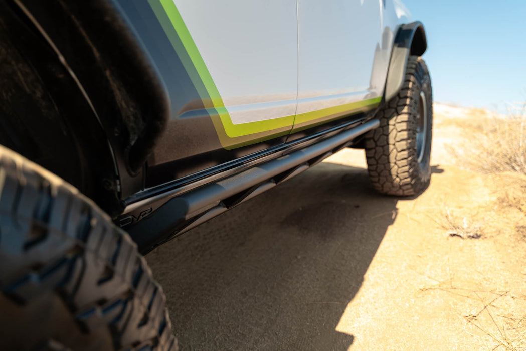 DV8 Offroad 2021-2026 Ford Bronco FS-15 4-Door Rock Sliders V2 – installed on vehicle, image 9 of 19