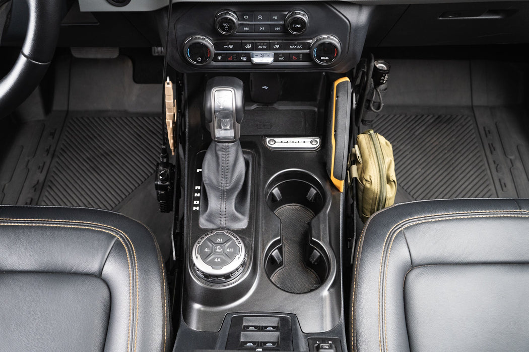 DV8 Offroad 2021-2026 Ford Bronco Center Console Molle Panels – installed on vehicle, image 7 of 12