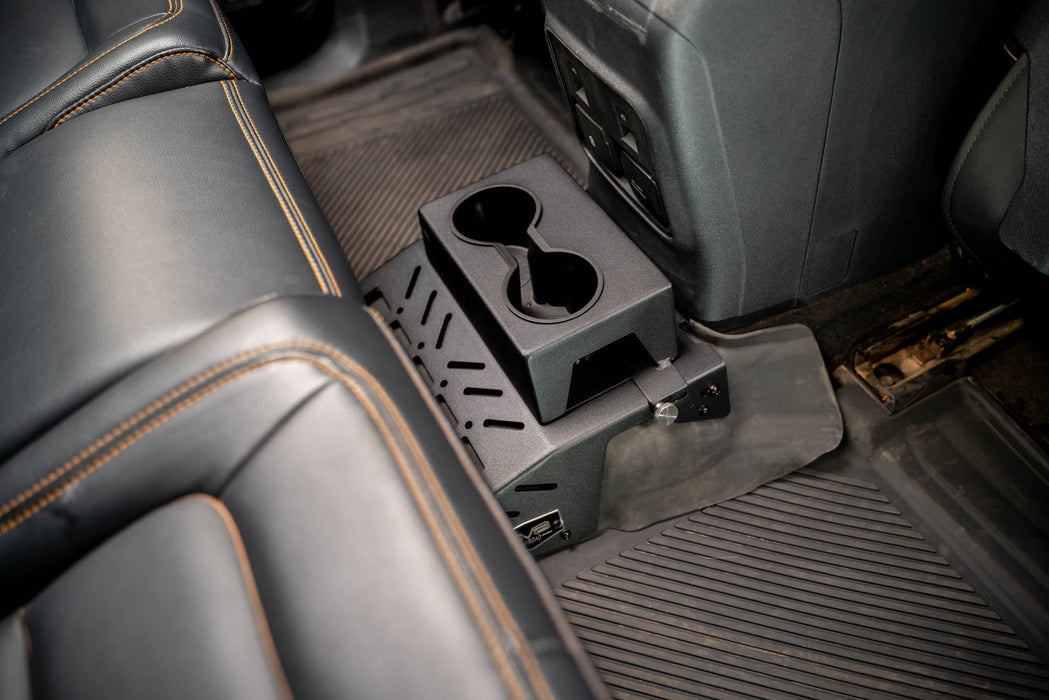 DV8 Offroad 2021-2024 Ford Bronco Rear Seat Cup Holder and Molle Panels – installed on vehicle, image 3 of 14