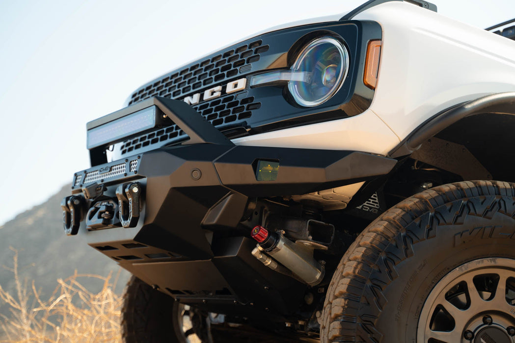 DV8 Offroad 2021-2026 Ford Bronco MTO V2 Front Bumper – installed on vehicle, image 10 of 19