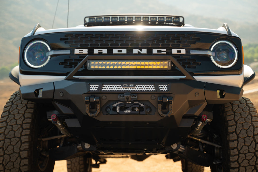 DV8 Offroad 2021-2026 Ford Bronco MTO V2 Front Bumper – installed on vehicle, image 4 of 19