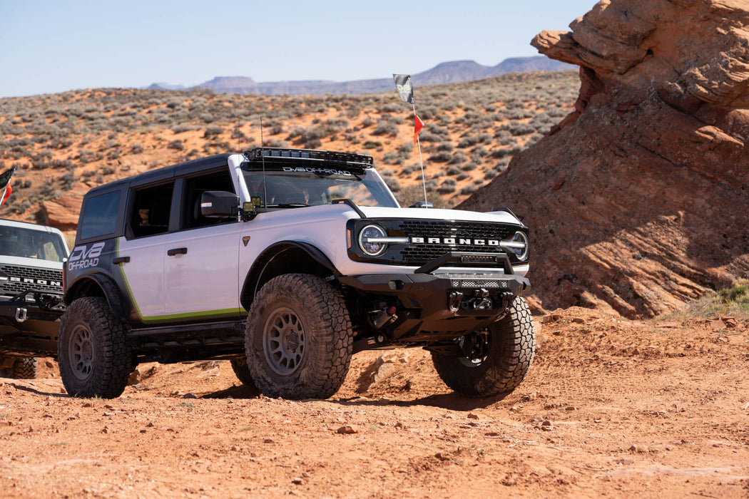 DV8 Offroad Bull Bar with LED Light Bar Mount For MTO & Spec Series Front Bumpers – on the trail, image 4 of 17