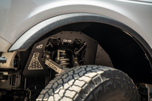 DV8 Offroad 2021-2025 Ford Bronco Front Inner Fenders – installed on vehicle, image 2 of 16