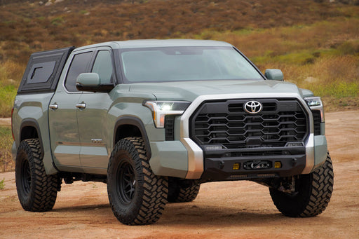 DV8 Offroad 2022-2026 Toyota Tundra Centric Series Front Bumper – installed on vehicle, image 2 of 17