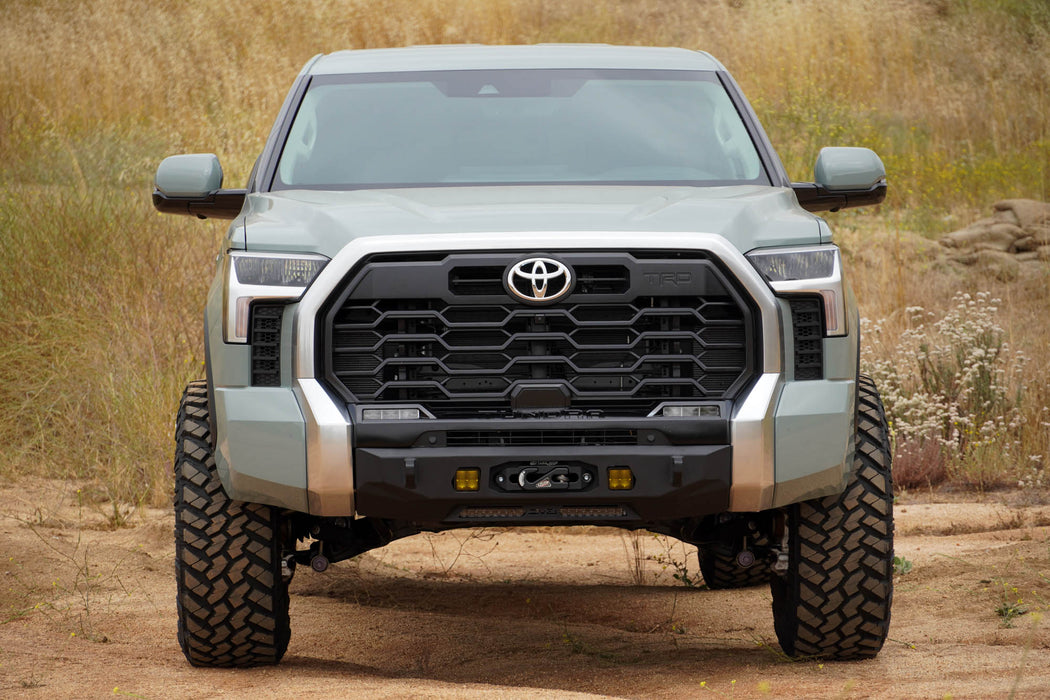 DV8 Offroad 2022-2026 Toyota Tundra Centric Series Front Bumper – installed on vehicle, image 5 of 17