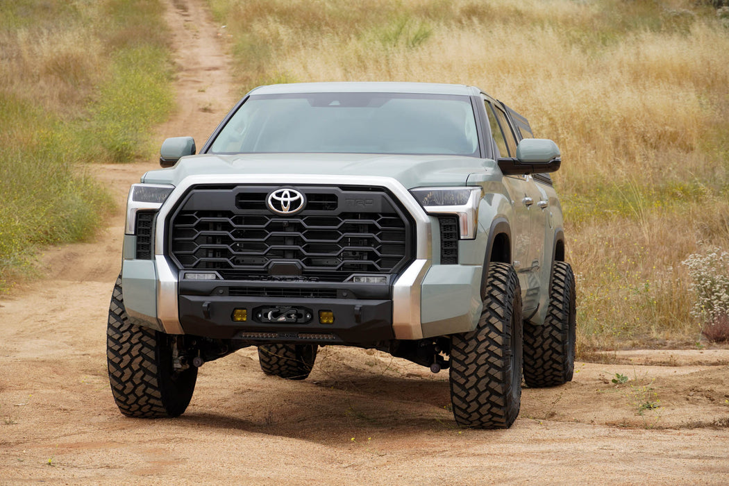 DV8 Offroad 2022-2026 Toyota Tundra Centric Series Front Bumper – installed on vehicle, image 6 of 17