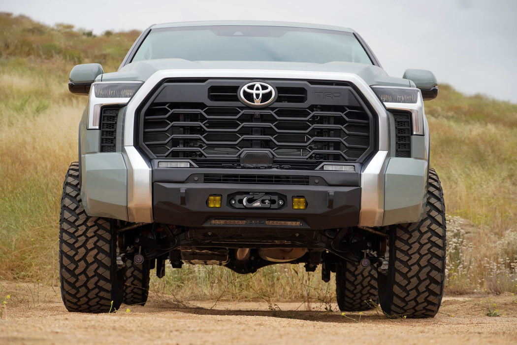 DV8 Offroad 2022-2026 Toyota Tundra Centric Series Front Bumper – installed on vehicle, image 9 of 17