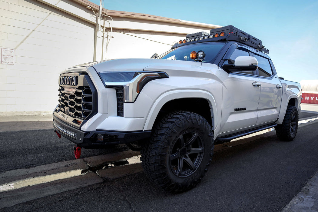 Rago Fabrication 2022-2026 Toyota Tundra Dual Ditch Light Brackets – installed on vehicle, image 4 of 12
