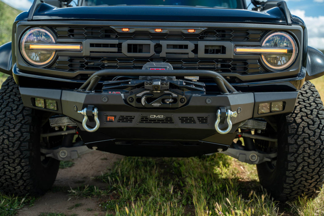 DV8 Offroad 2022-2026 Ford Bronco Raptor Spec Series Winch Front Bumper – installed on vehicle, image 8 of 17