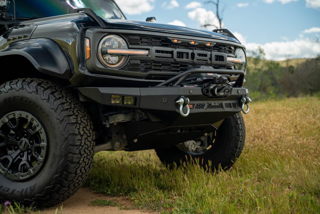 DV8 Offroad 2022-2026 Ford Bronco Raptor Spec Series Winch Front Bumper – installed on vehicle, image 10 of 17