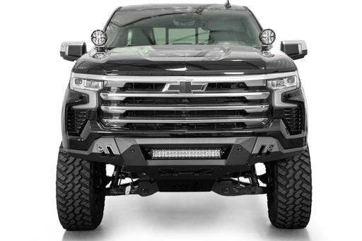 Addictive Desert Designs 2022-2026 Chevy Silverado 1500 Black Label Front Bumper – installed on vehicle, image 2 of 12