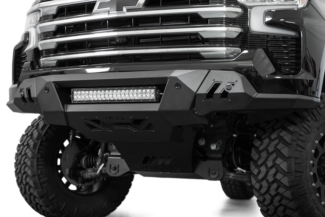 Addictive Desert Designs 2022-2026 Chevy Silverado 1500 Black Label Front Bumper – installed on vehicle, image 4 of 12