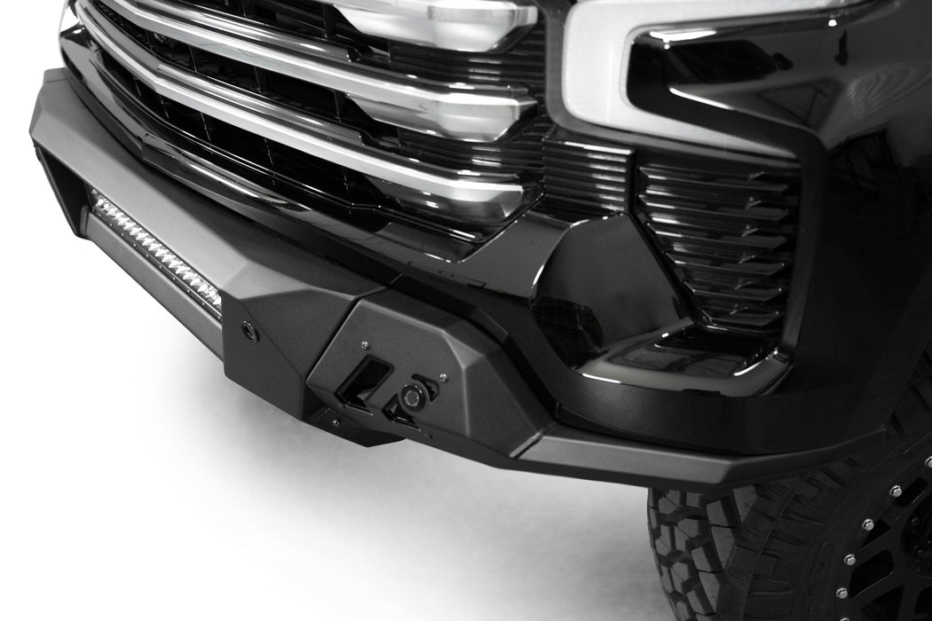 Addictive Desert Designs 2022-2026 Chevy Silverado 1500 Black Label Front Bumper – installed on vehicle, image 8 of 12