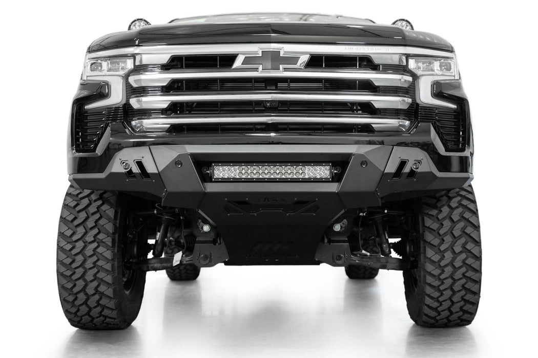 Addictive Desert Designs 2022-2026 Chevy Silverado 1500 Black Label Front Bumper – installed on vehicle, image 5 of 12