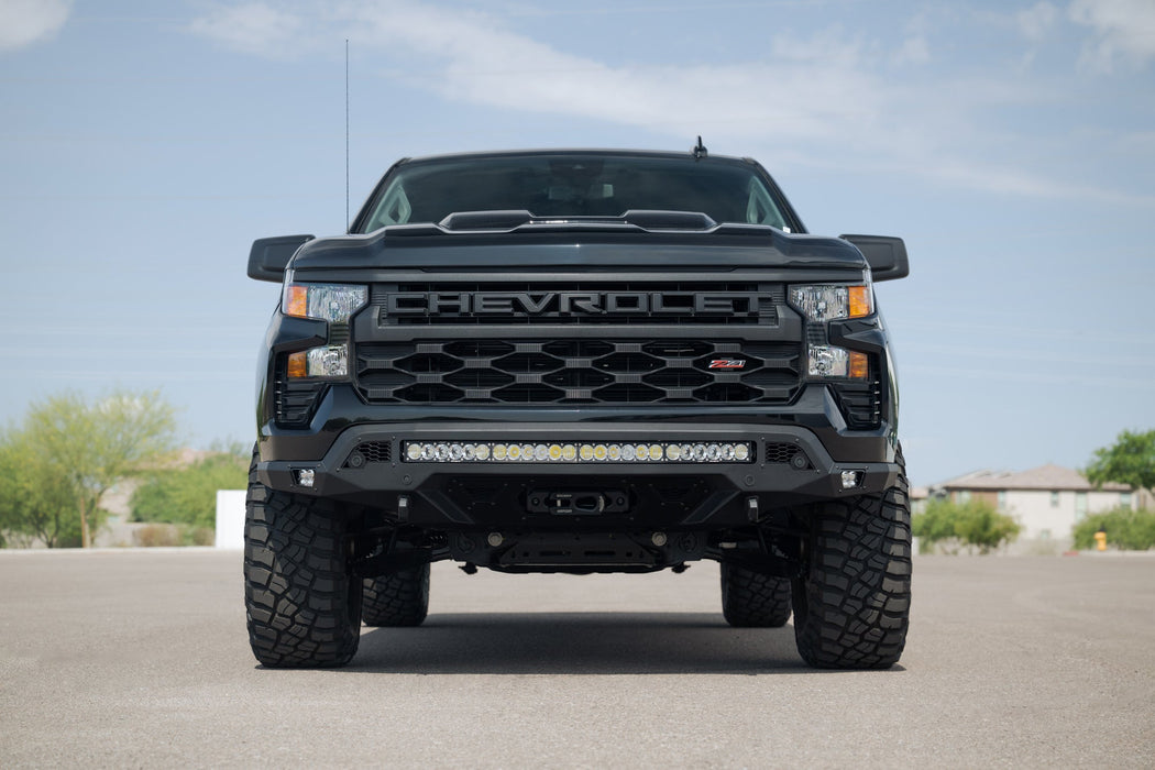 Addictive Desert Designs 2022-2026 Chevy Silverado 1500 Stealth Fighter Front Bumper – on the trail, image 16 of 19