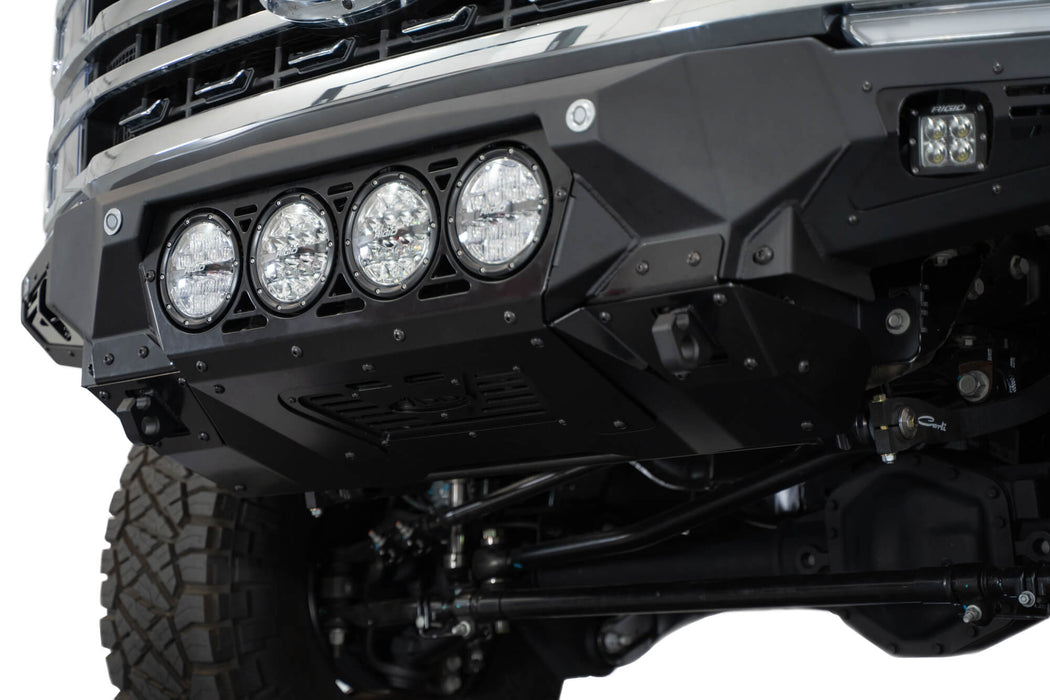 Addictive Desert Designs 2023-2026 Ford Super Duty Bomber Front Bumper Rigid – installed on vehicle, image 9 of 12