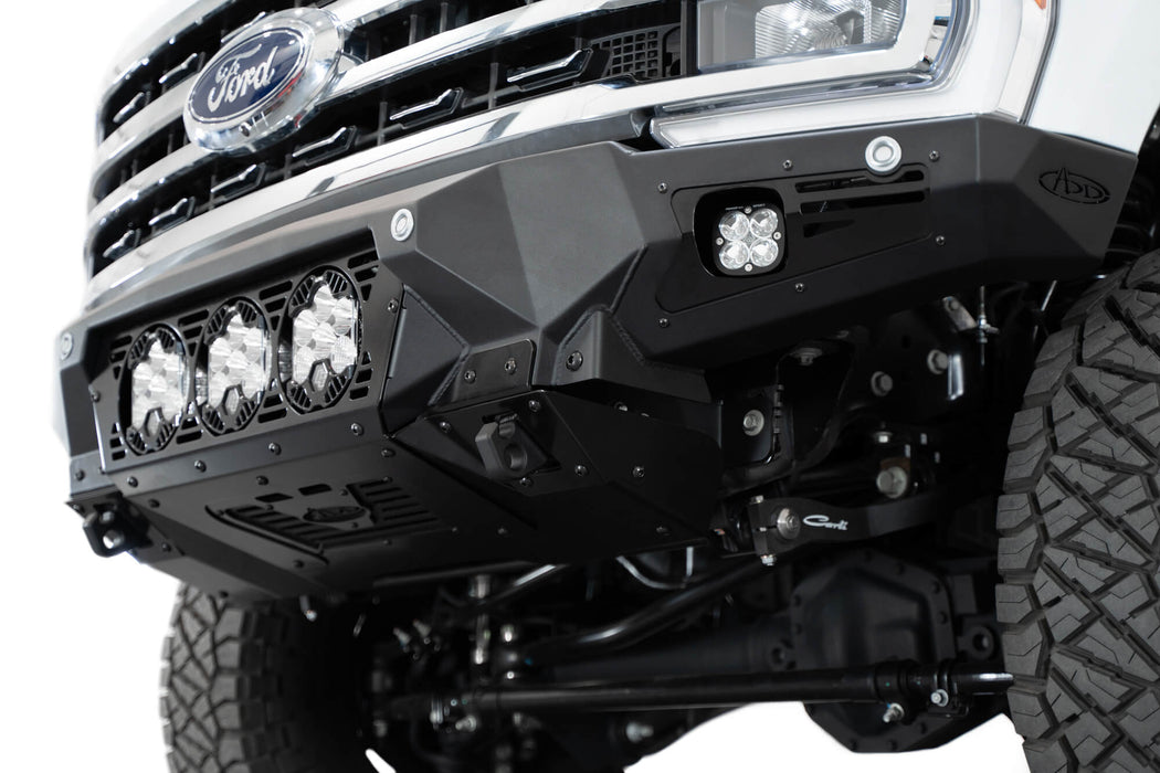 Addictive Desert Designs 2023-2026 Ford Super Duty Bomber Front Bumper Baja – installed on vehicle, image 7 of 10