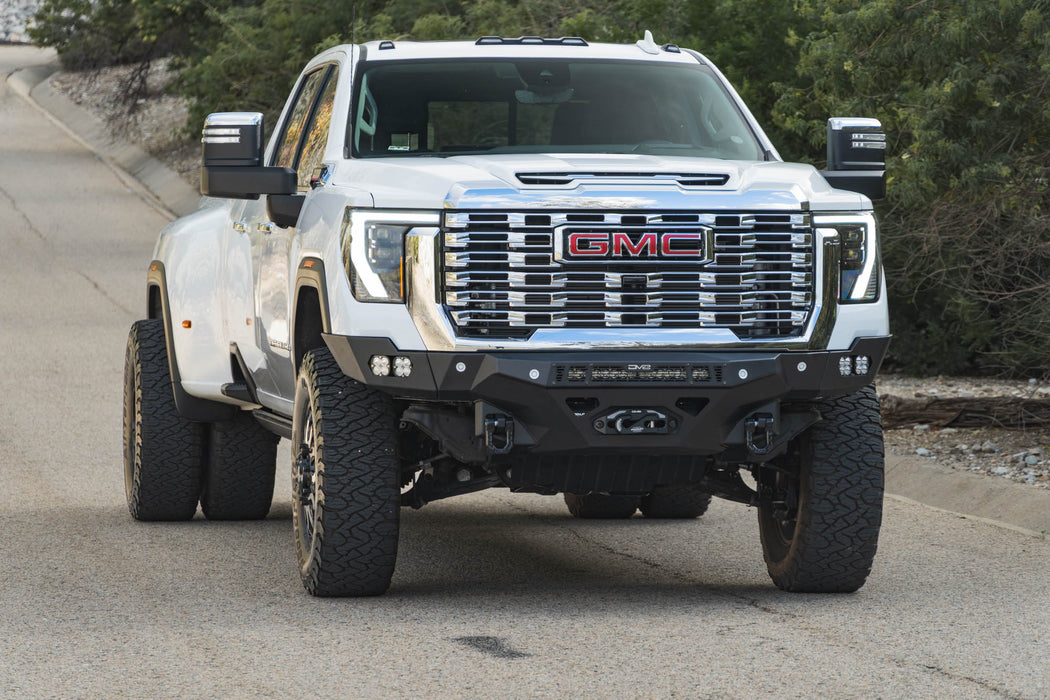 DV8 Offroad 2024-2026 GMC Sierra 2500/3500 Spec Series Front Bumper – installed on vehicle, image 6 of 16