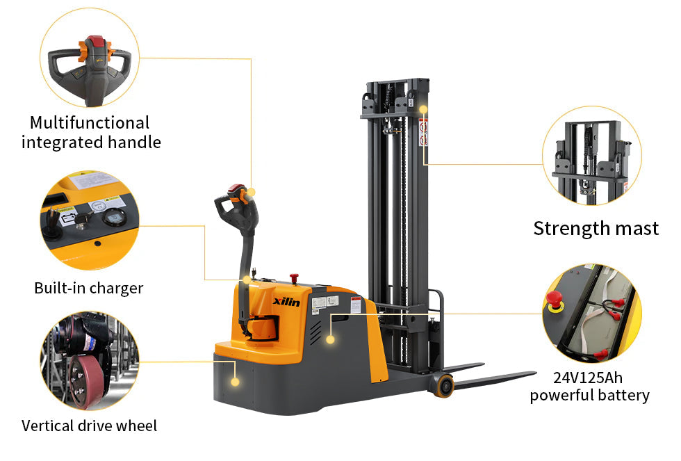 Xilin CPD10W-98 counterbalanced stacker in warehouse use
