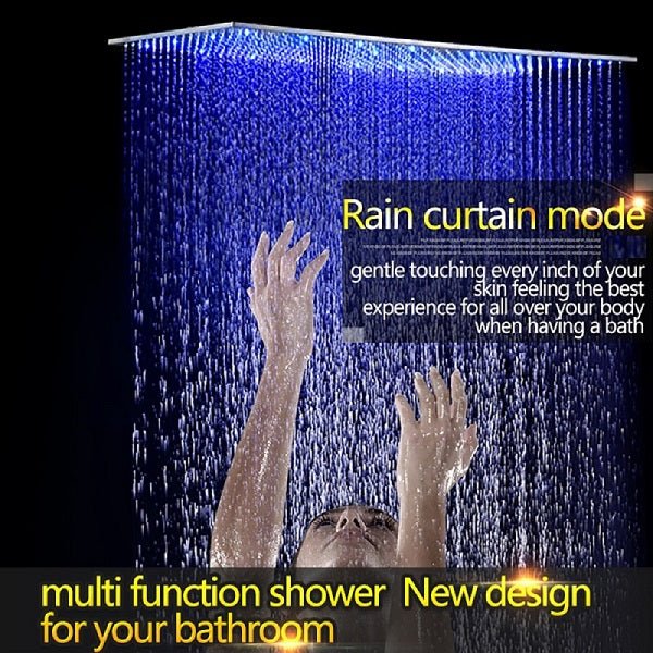 Cascada Showers 20"x40" Ceiling Mount Rainfall LED Shower Head, include Shower Arm - Product Image 5