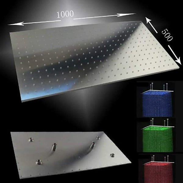Cascada Showers 20"x40" Ceiling Mount Rainfall LED Shower Head, include Shower Arm - Product Image 14