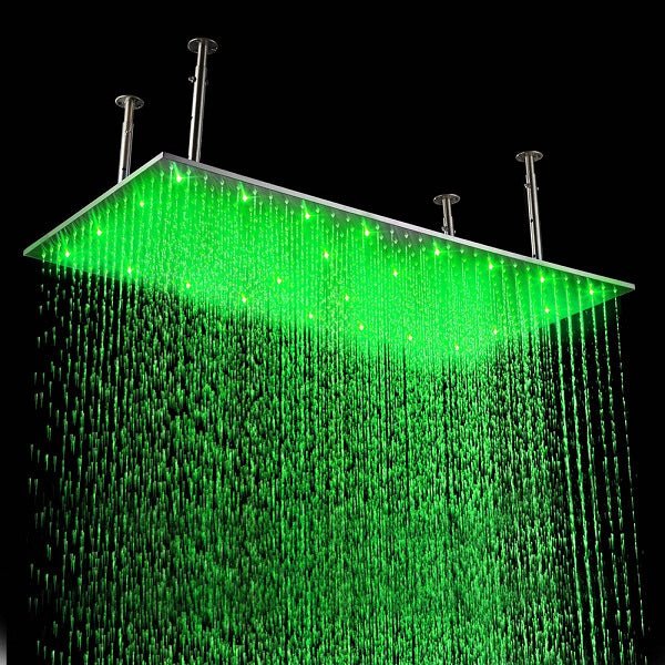 Cascada Showers 20"x40" Ceiling Mount Rainfall LED Shower Head, include Shower Arm - Product Image 12