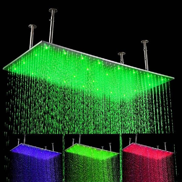 Cascada Showers 20"x40" Ceiling Mount Rainfall LED Shower Head, include Shower Arm - Product Image 10
