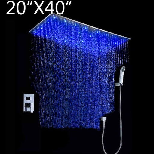 Cascada Showers 20"x40" LED Rainfall Shower Head Set Double-Function Valve - Main Product Image