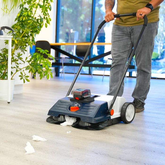 Tomahawk Power 22" Battery Powered Push Sweeper With Double Brush System 18V Lithium-Ion - Alternate View
