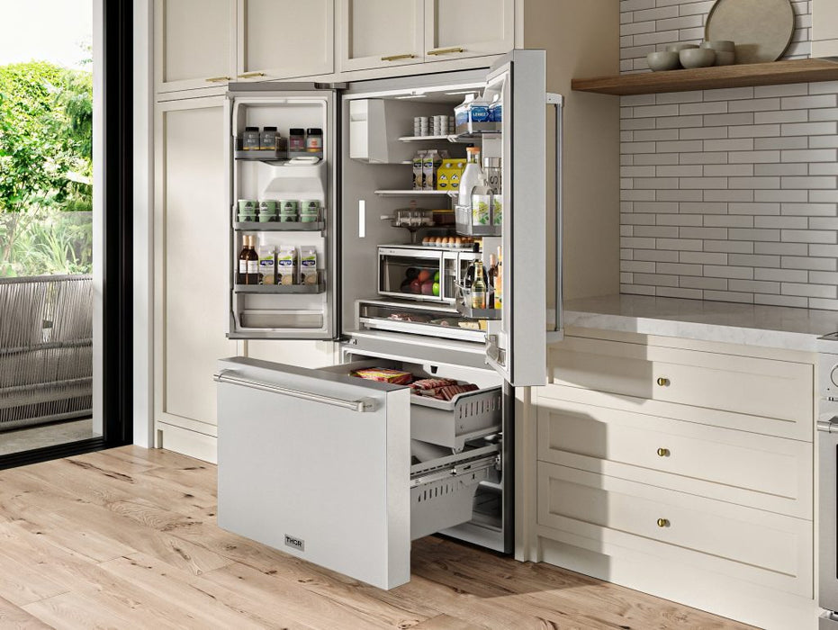 Thor Kitchen 36-Inch French Door Refrigerator (TRF3628FFD) – lifestyle open