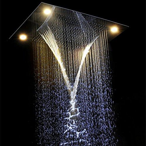 Cascada Showers 23”x31” Recessed Waterfall LED Shower Head 5-mode - Alternate View