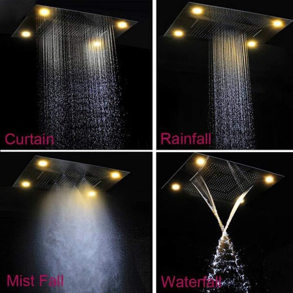 Cascada Showers 23"x31" Luxurious Classic Design Recessed Waterfall & LED Rain Shower System – 6 mode - Alternate View