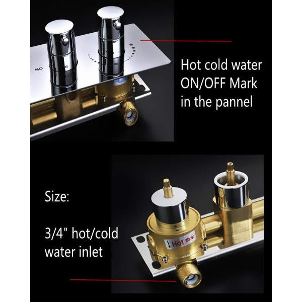Cascada Showers 23"x31" Luxurious Classic Design Recessed Waterfall & LED Rain Shower System – 6 mode - Product Image 7