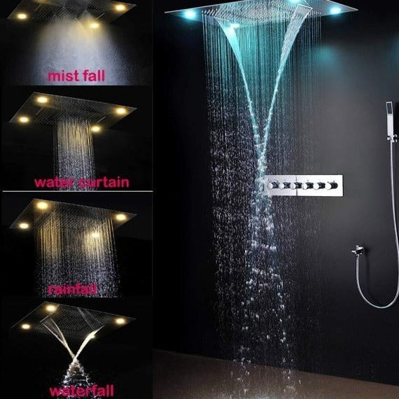 Cascada Showers 23"x31" Luxurious Classic Design Recessed Waterfall & LED Rain Shower System – 6 mode - Main Product Image