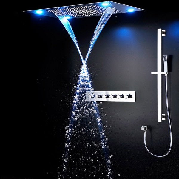 Cascada Showers 23" x 31" Recessed LED Shower System with 5 Functions and Shower Sliding Bar - Detail View 2