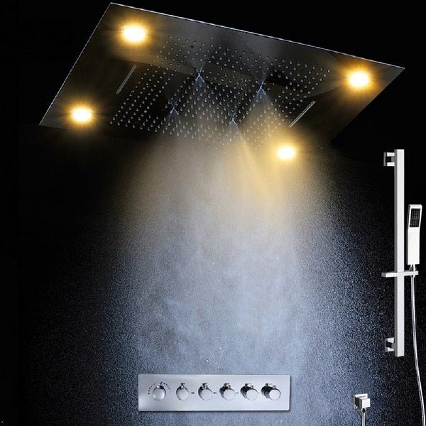 Cascada Showers 23" x 31" Recessed LED Shower System with 5 Functions and Shower Sliding Bar - Alternate View