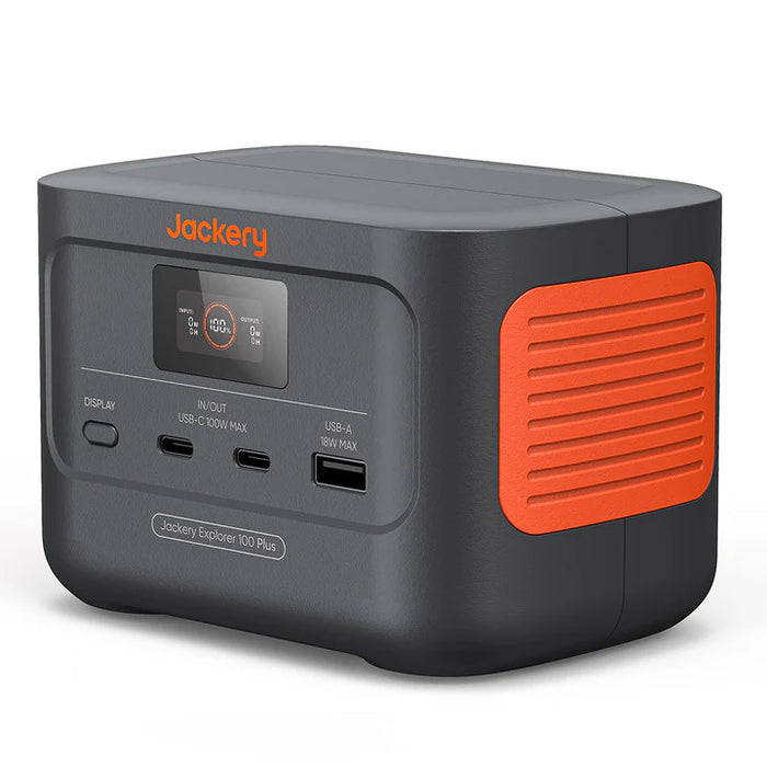 Jackery Explorer 100 Plus Portable Power Station with Mini Carrying Bag ports and display