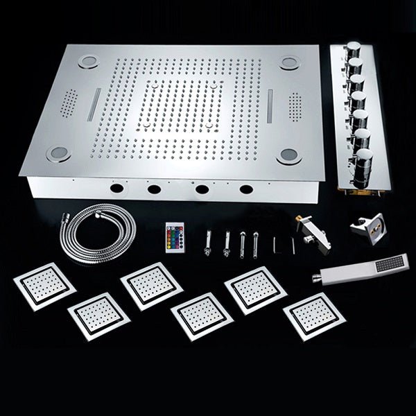 Cascada Showers 23"x31" Luxurious Classic Design recessed LED shower system built in Bluetooth speakers - Detail View 3