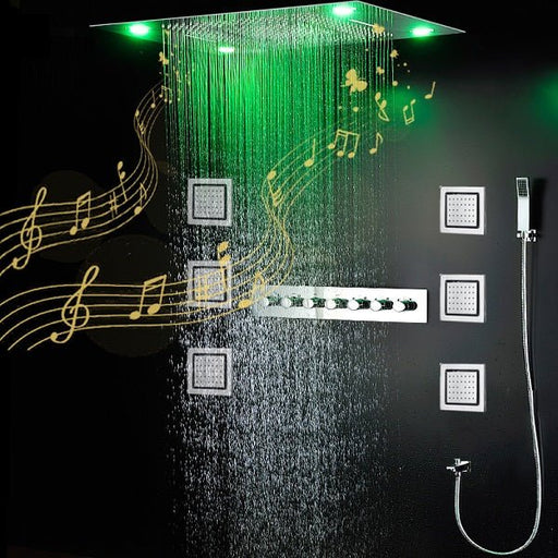 Cascada Showers 23"x31" Luxurious Classic Design recessed LED shower system built in Bluetooth speakers - Main Product Image