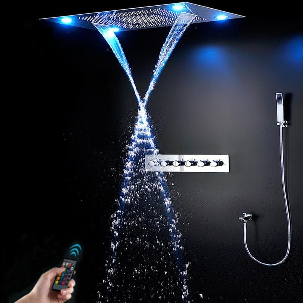 Cascada Showers 23"x31" Luxurious Classic Design recessed LED shower system built in Bluetooth speaker - Product Image 11