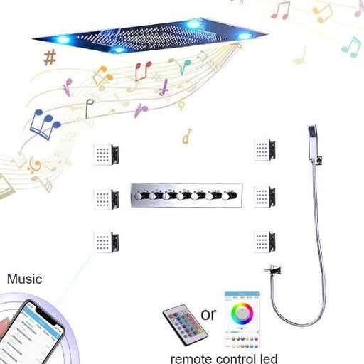 Cascada Showers 23"x31" Luxurious Classic Design recessed LED shower system built in Bluetooth speaker - Main Product Image