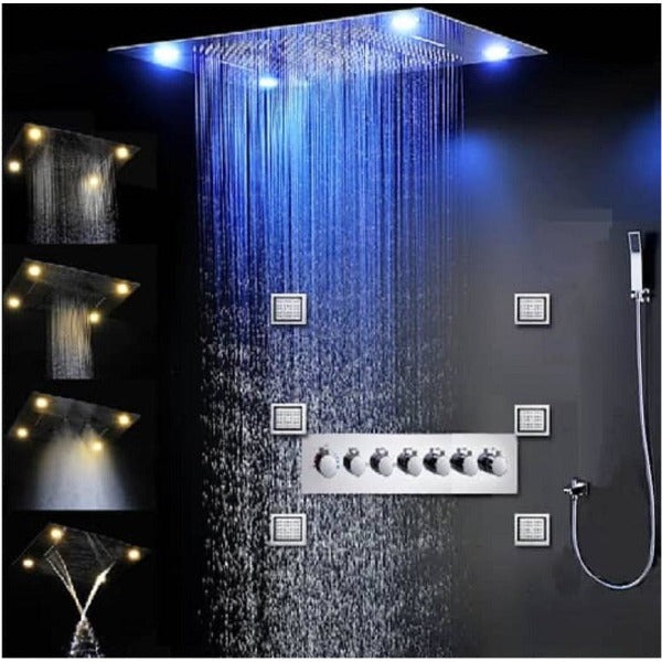Cascada Showers 23"x31" Luxurious Classic Design recessed LED shower system built in Bluetooth speakers - Detail View 2