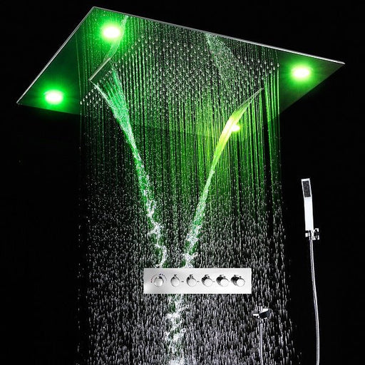 Cascada Showers 23"x31" Luxurious Classic Design Recessed LED Waterfall & Rain Shower System – 6 mode - Main Product Image