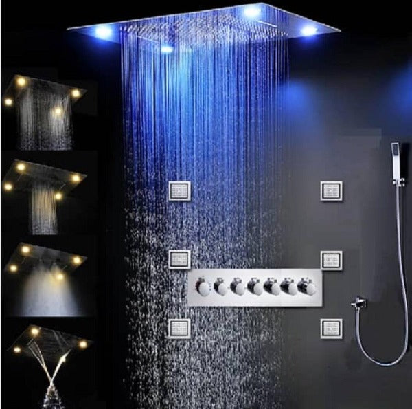 Cascada Showers 23"x31" Luxury LED Shower System – Rainfall, Waterfall, Curtain & Massage - Product Image 10
