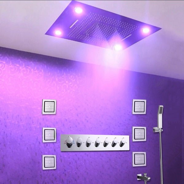 Cascada Showers 23"x31" Luxury LED Shower System – Rainfall, Waterfall, Curtain & Massage - Product Image 9